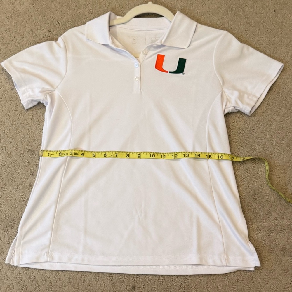 Women's Antigua White Miami Hurricanes Era V-Neck Polo - M - Picture 2 of 4